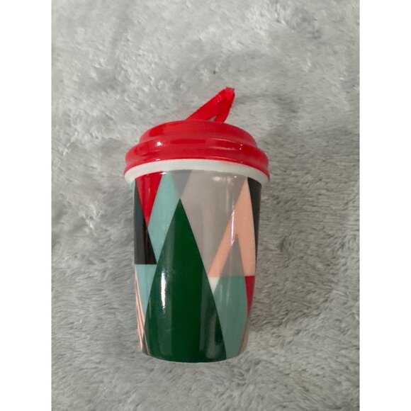 Starbucks 2017 Modern Trees Ceramic Christmas Tree Ornament Geometric  2.5” - Picture 3 of 5